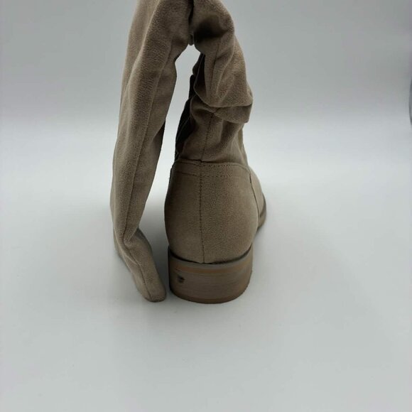 Shoe’N Tale Knee High Boots Khaki Suede Side Zipper Women’s Size 7